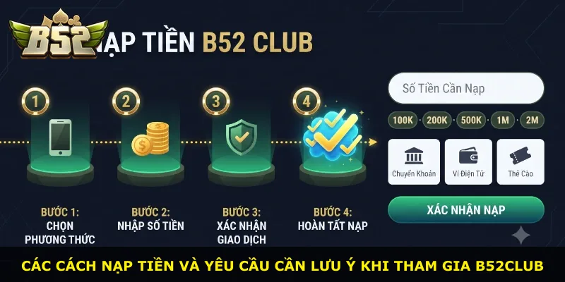 Các cách nạp tiền và yêu cầu cần lưu ý khi tham gia B52Club